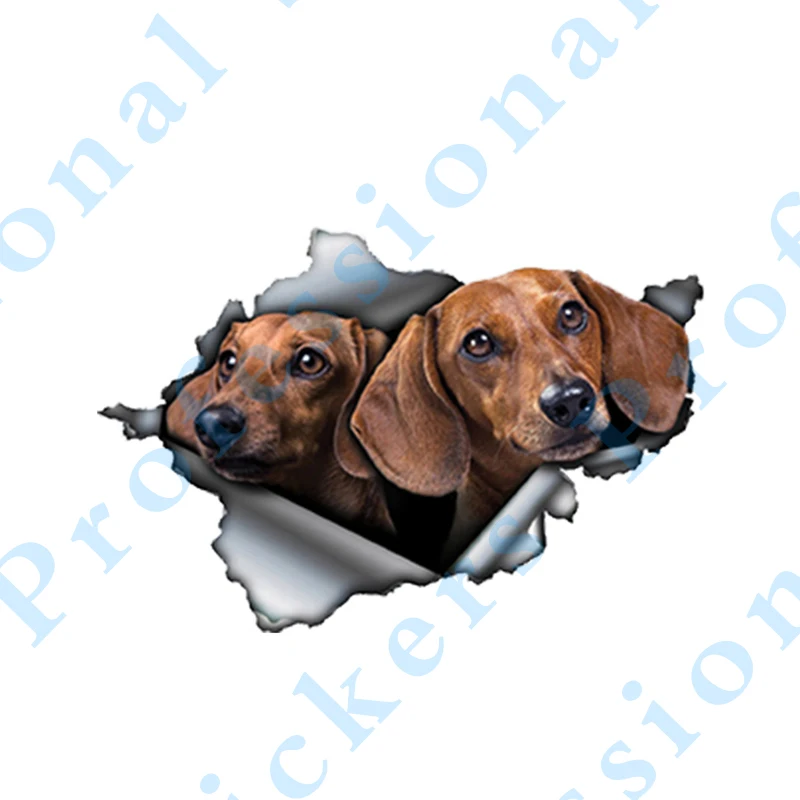

Interesting 13cm x 8.6cm 3D Tan Dachshund Decals Torn Metal Car Stickers Reflective Waterproof Car Styling Pet Dog