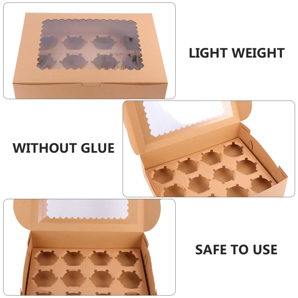 

12PCS Packaging Box Cupcake Box Storage Box Cake Container Without Ribbon
