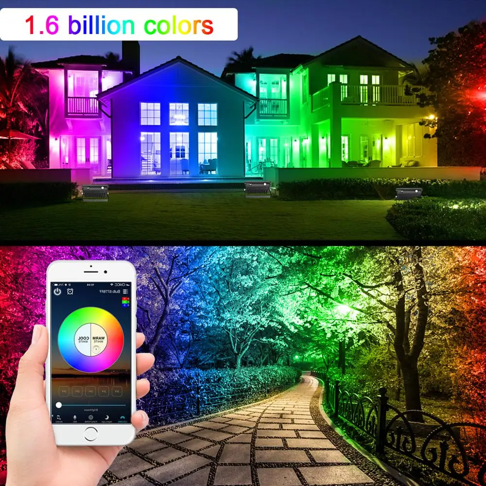 2 шт. Smart LED потолочные светильник напольный RGB 24 Вт Bluetooth APP Group Управление IP66 сад