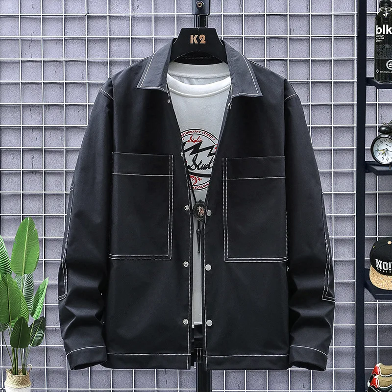 

Jacket Men's Spring and Autumn Korean Version of The Trend of Casual All-match Tooling Jacket Mens Fashion Lapel Clothes