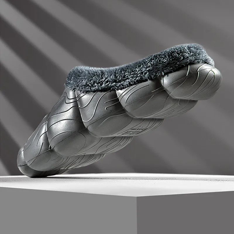 

Тапочки мужские из натуральной кожи и хлопка, теплые зимние туфли с гусеничным хлопком, водонепроницаемая обувь для пар, большие размеры