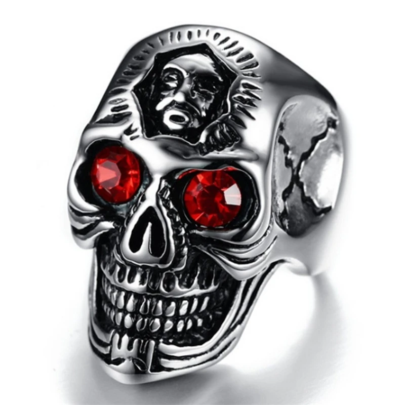 

Carofeez Gothic Skull Biker Men Rock Antique Floral Punk Skull Ring For Men Party Gift
