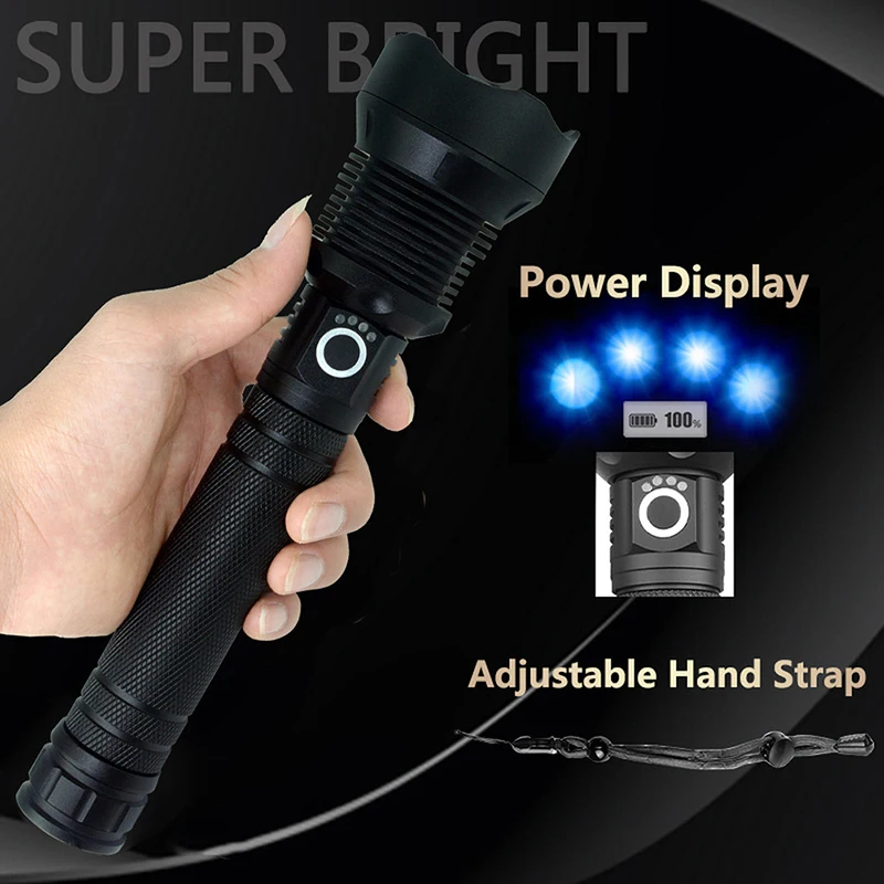 

Мощный светодиодный фонарик XHP70.2, тактический перезаряжаемый уличный фонарь с Usb-зарядкой и зумом для кемпинга