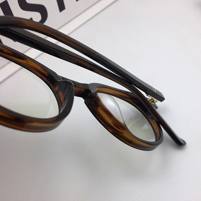 

Korean brand designer round Vintage Quality Acetate eyeglass frame Milan long temple women men for prescription lens