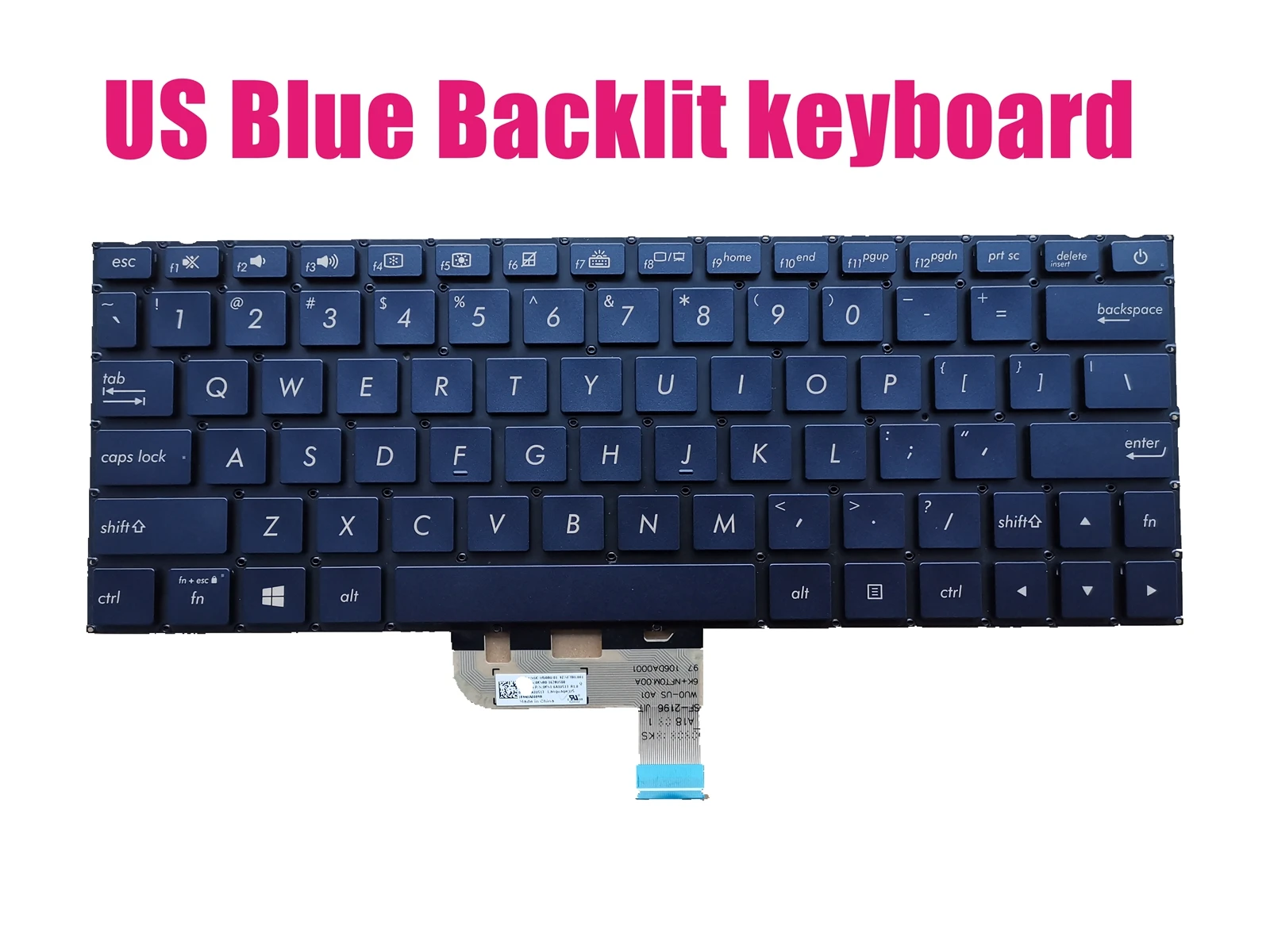 Клавиатура с синей подсветкой для Asus UX333F UX333FA UX333FN UX333FAC UX333FLC 0KNB0 1628US00|Клавиатуры
