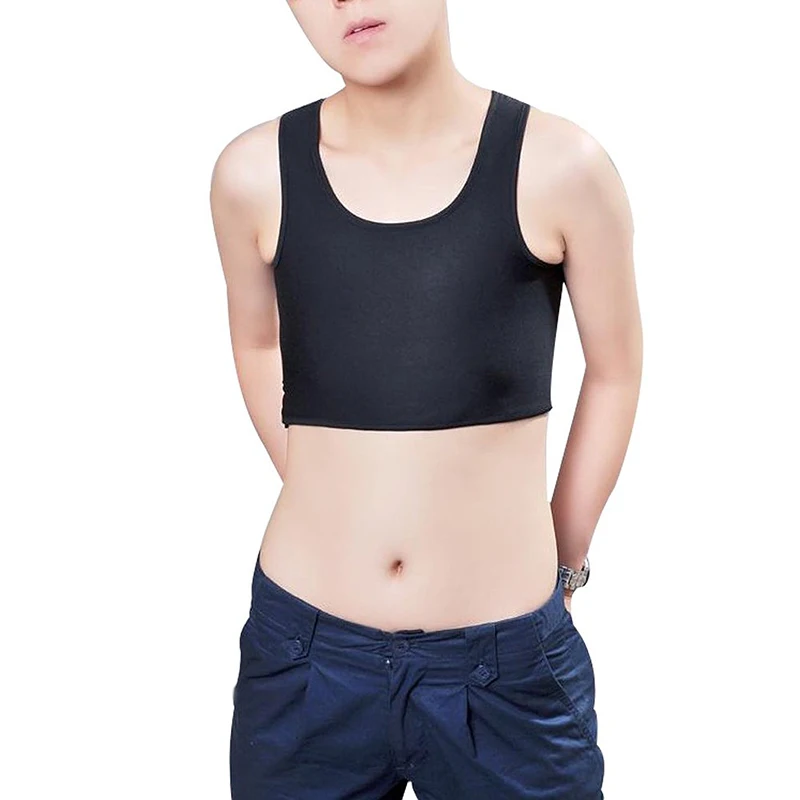New Breathable Buckle Short Chest Breast Binder Tran Vest Casual Shapers Tops Black and White Corset Tee | Женская одежда