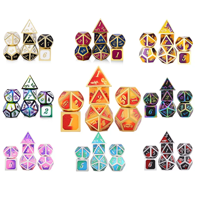 Игральные кости металлический РПГ набор многогранный для подземелий и драконов