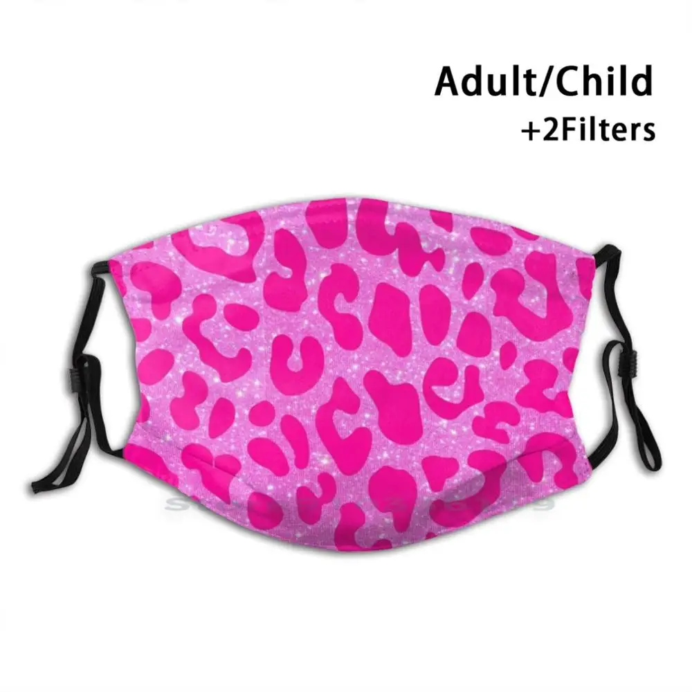 

Pink Glittery Cheetah Mask Print Reusable Mask Pm2.5 Filter Face Mask Kids Disco Dottie Discostickers Cheetah Rainbow Lisa