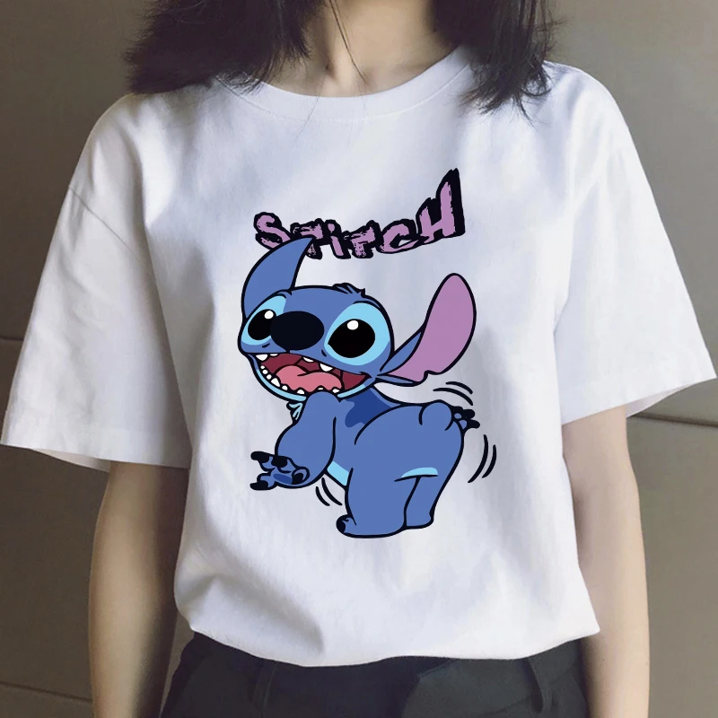 

Lilo & Stitch Kawaii T-Shirt Women's Tshirt New Funny Cartoons Clothes T Shirt Casual Anime Aesthetic Femme Harajuku Unisex Tops