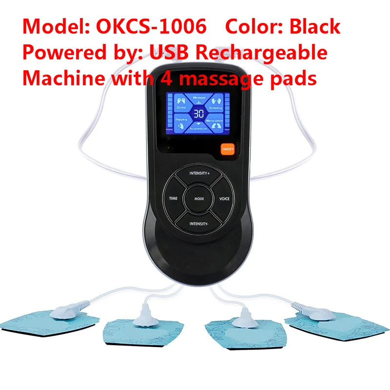 Black OLIECO Электрический Импульсный массажёр USB Перезаряжаемый скульптор для похудения тела 6 режимов массажер Tens Акупунктура стимулятор мышц CE - Цвет: Black