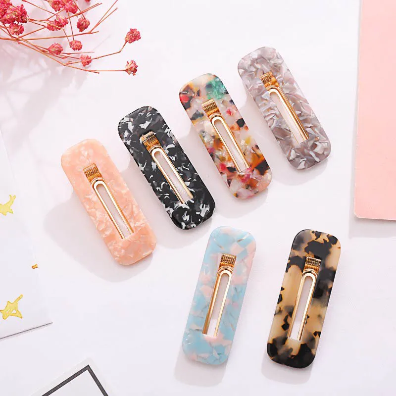 

Q Women Hair Clips Acrylic Hollow Waterdrop Rectangle Hair Clips Barrette Geometric Korea Hairpins Hairgrips Hair Accessories