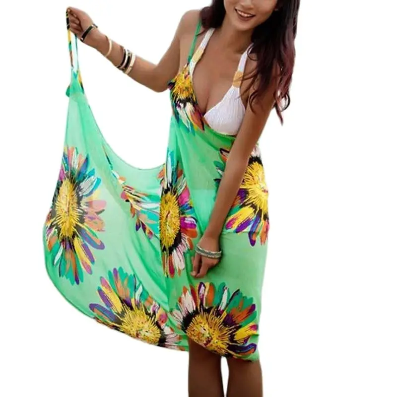

Backless Beach Dress Bikini V-Neck Sleeveless Casual Dress Floarl Print Maxi Dress Swimwear Women Swimsuit Cover Up Beachwear