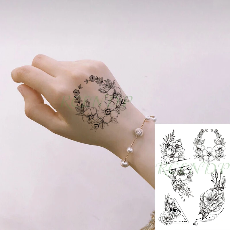 Водостойкая временная татуировка наклейка глаз цветок Роза треугольник