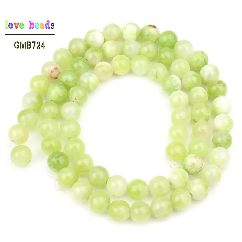 6/8/10mm Natural Stone Beads Green &amp White Persian Jades for jewellery Making DIY Handcraft 15'' Strand bracelets wome |