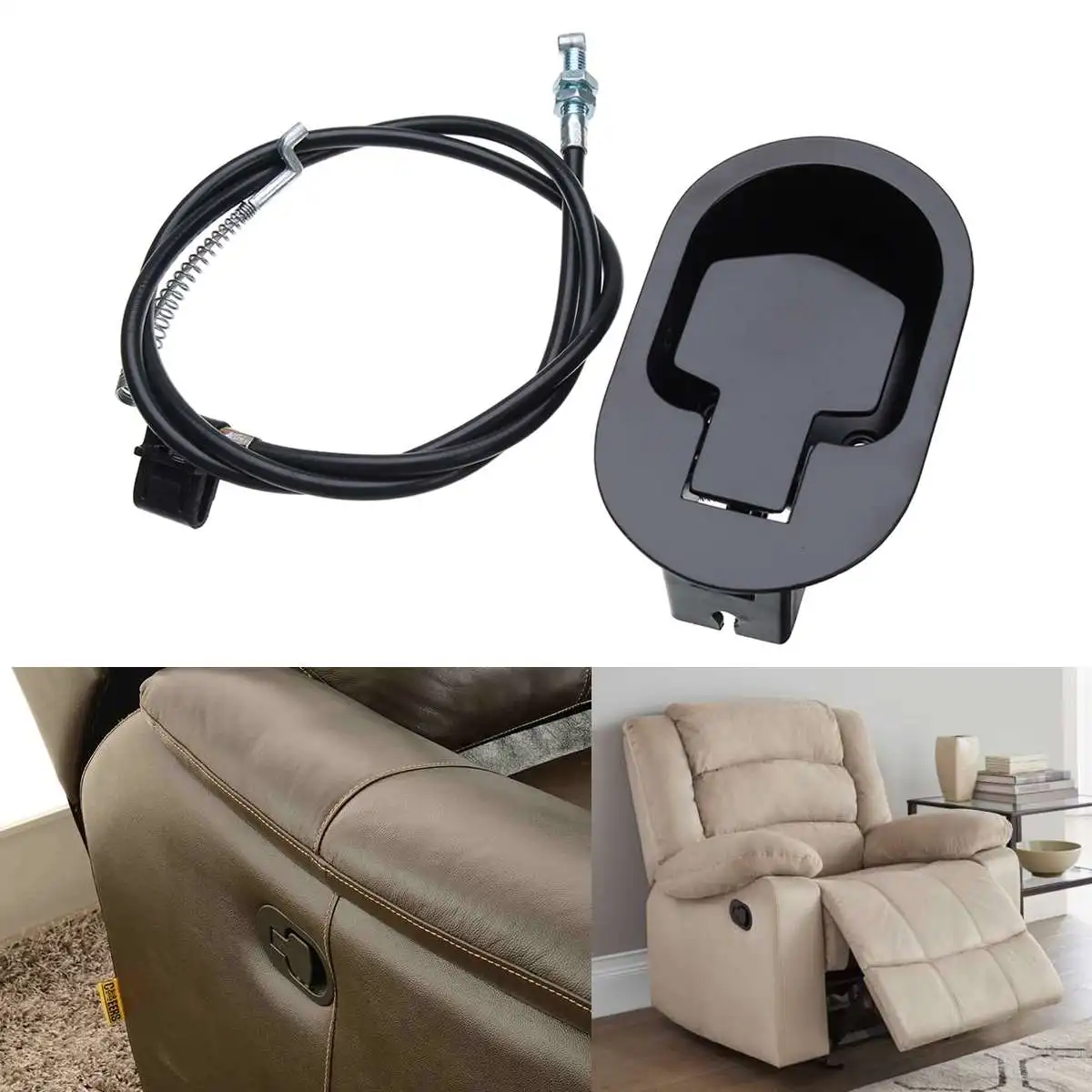 

1Set 90mm Metal Recliner Handle Switch Control Release Lever Trigger Cable Sofa Lounge Chair Replacement