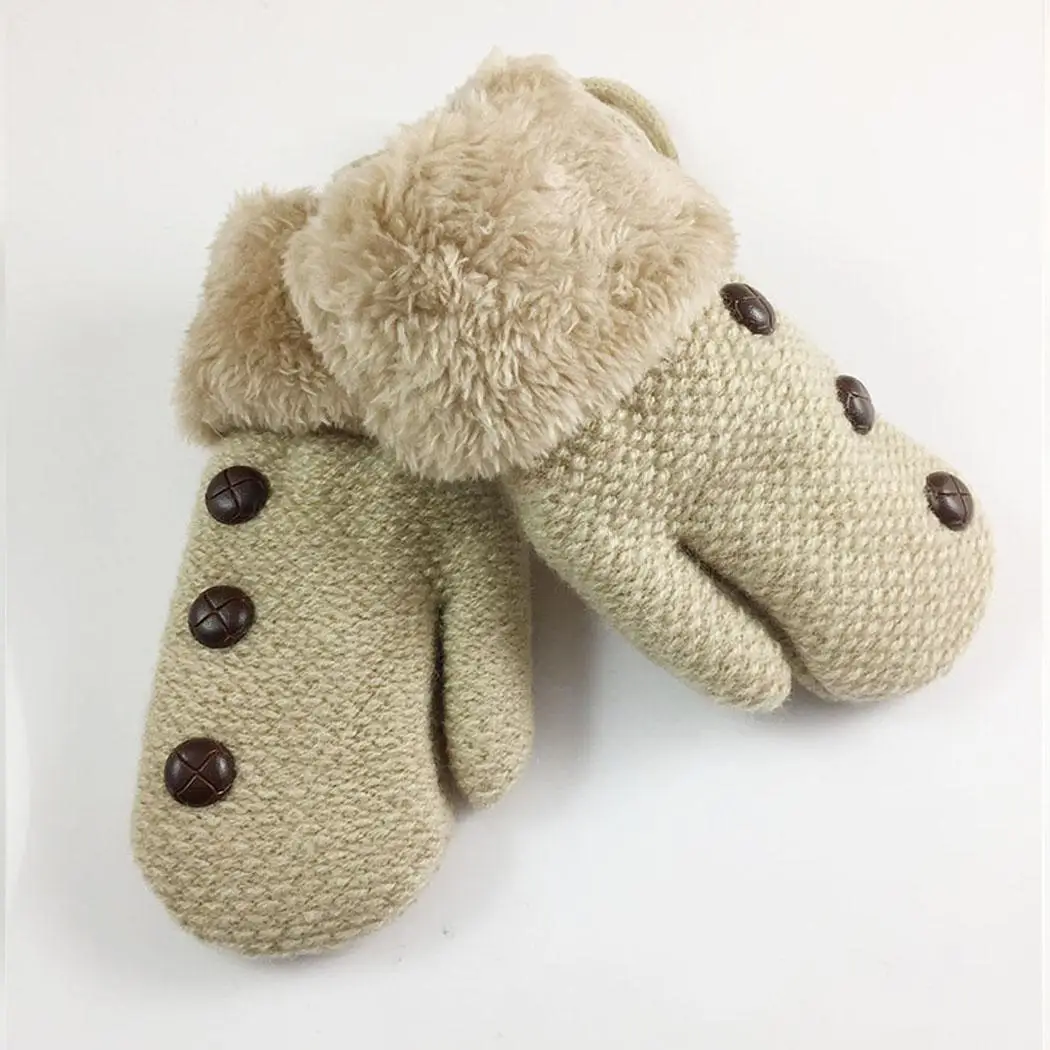 khaki Детские модные зимние повседневные Лоскутные черные/серые/перчатки цвета хаки для детей от 4 до 7 лет - Цвет: khaki