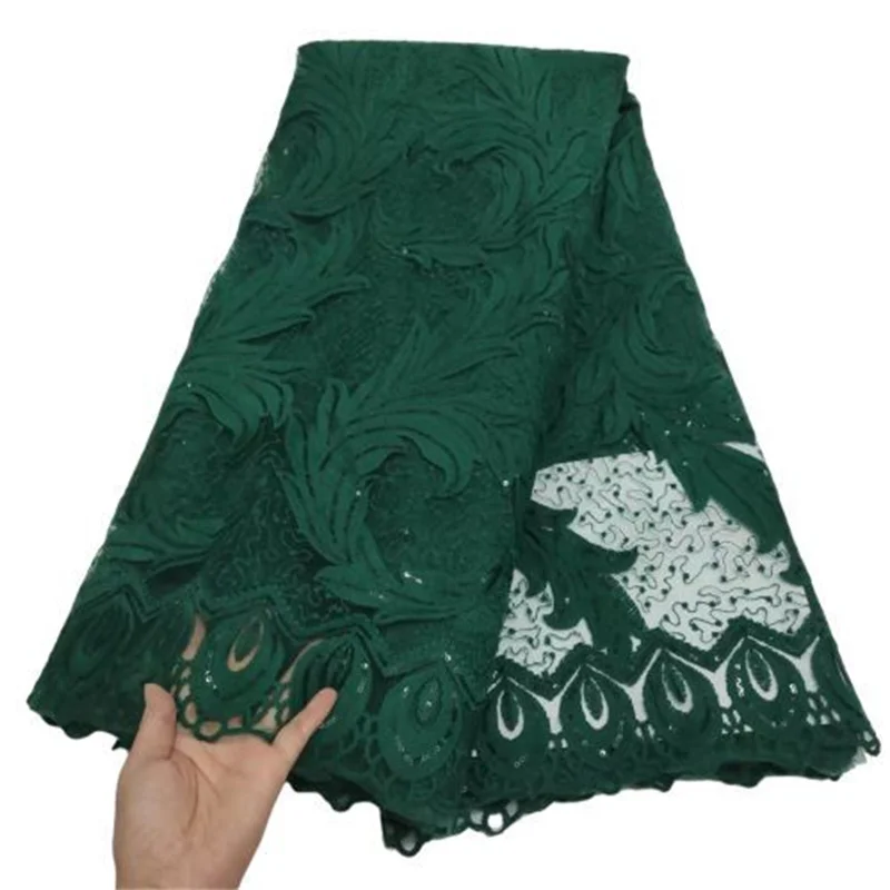 

Африканская кружевная ткань 2022, зеленые высококачественные кружевные блестки, французское Сетчатое кружево, тюль, сетчатые ткани, чистый белый 3D кружевной свадебный материал