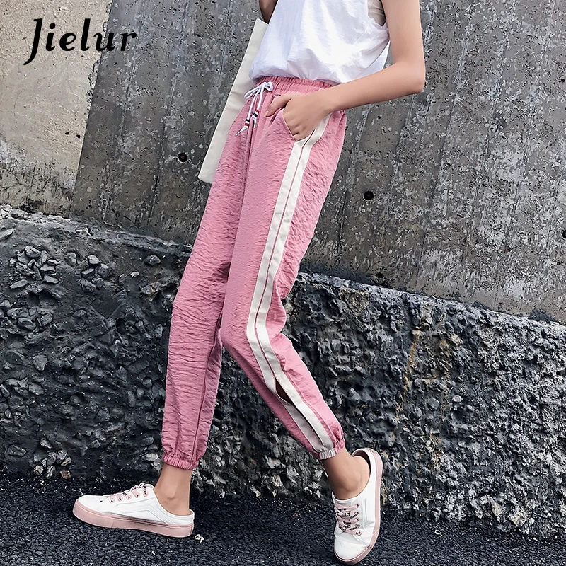 Jielur харадзюку BF корейские модные шифоновые брюки женские свободные рваные