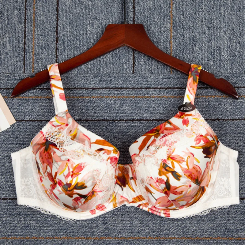 

30-40 B C D DD E Women's Underwired Seamless Smooth Padded Lace Sheer Plus Size Full Cup Coverage Balconette Bra For Woman