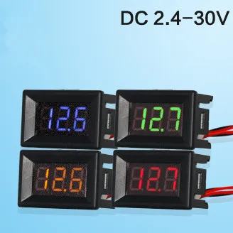 1 шт. Мини цифровой вольтметр постоянного тока 2,4 В до 30V 2-проводной Мини светодиодный Дисплей Напряжение измерительный прибор для тестирования автомобиля Мотоциклетные батареи автомобиля
