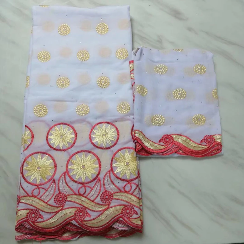 

Новинка, 5 + 2 ярда, белая нигерийская кружевная ткань с бисером George 2020, высококачественный Африканский кружевной материал с Aso Oke для вечерние НКИ