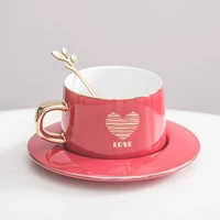 wedding mate coffee cup set spoon ceramic red espresso gift box cups set funny cute reusable tazas de cafe drinkware eb50bd