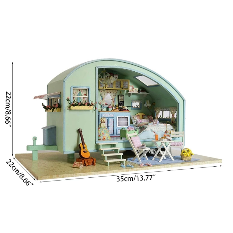 Миниатюрный Кукольный домик с мебелью, набор деревянных кукольных домиков DIY, музыкальная шкатулка, 1:25 набор для строительства крошечных до... от AliExpress RU&CIS NEW