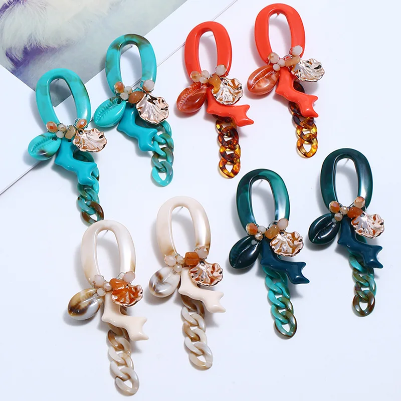 Boho Цветок Для женщин мотаться себе серьги смоленая оболочка коралловый слоев серьги винтажная Этническая биж