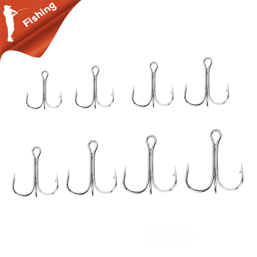 10pcs Fishing Hooks High Steel Carbon Material Treble Black Hook Round Folded Saltwater Bass 2# -16 # Tackle Tools | Спорт и