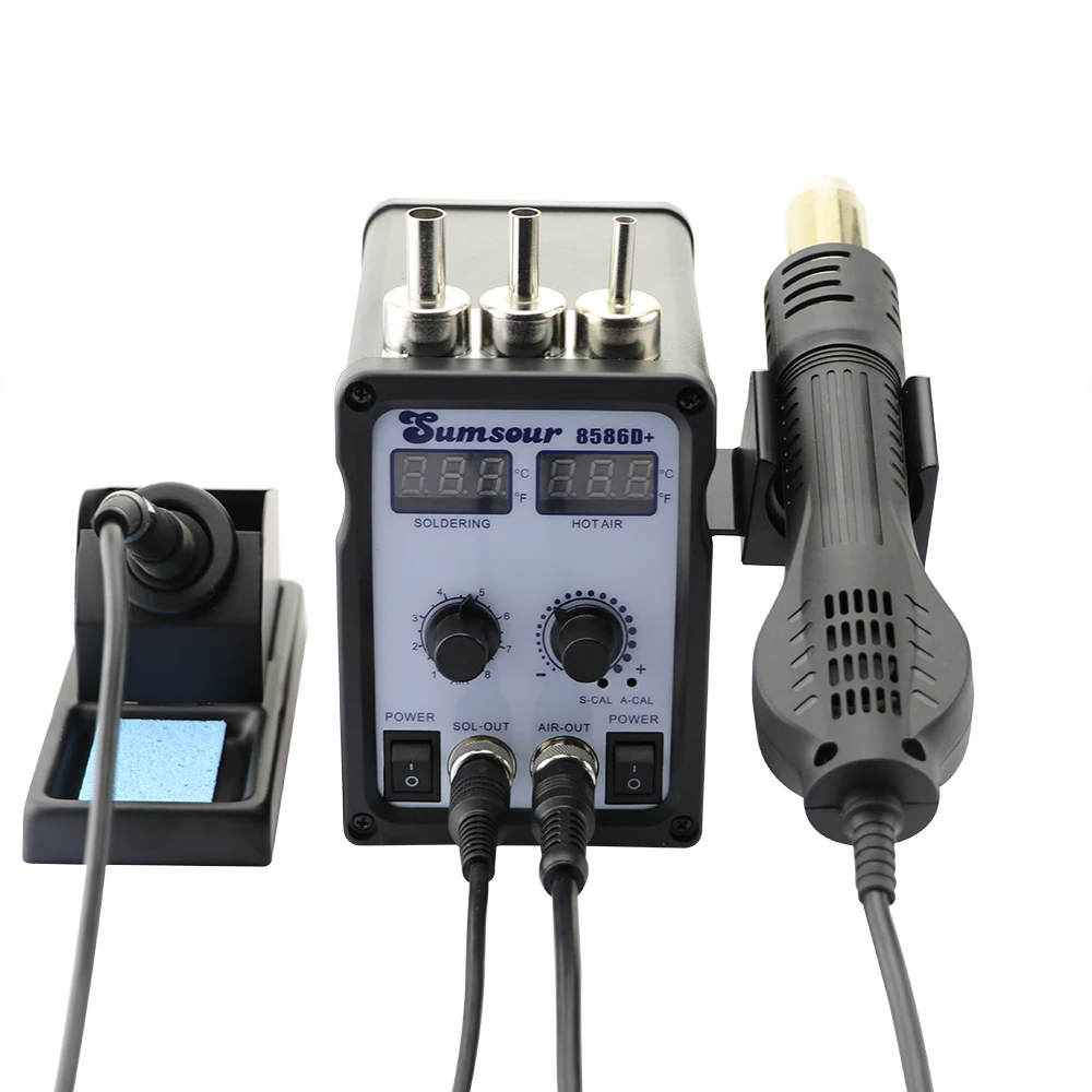 

New 8586D+ Temperature Adjustable Dual Digital Display Soldering Station For Mobile Phone BGA SMD PCB IC Repair Welding Tool
