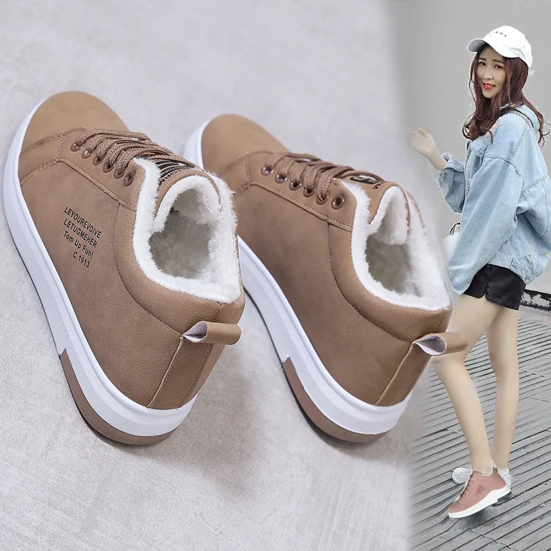 

Женская спортивная обувь из хлопка и кашемира, новинка осенне-зимнего сезона 2020, теплые кроссовки на толстой подошве для студентов