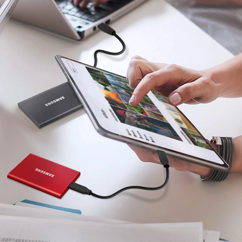 Портативный ssd накопитель samsung T7 жесткий диск внешний твердотельный 1 ТБ 500 Гб Type C