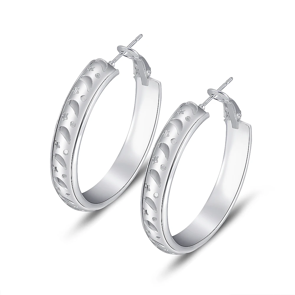 Классические серьги для женщин модные большие круглые винтажные серебряные