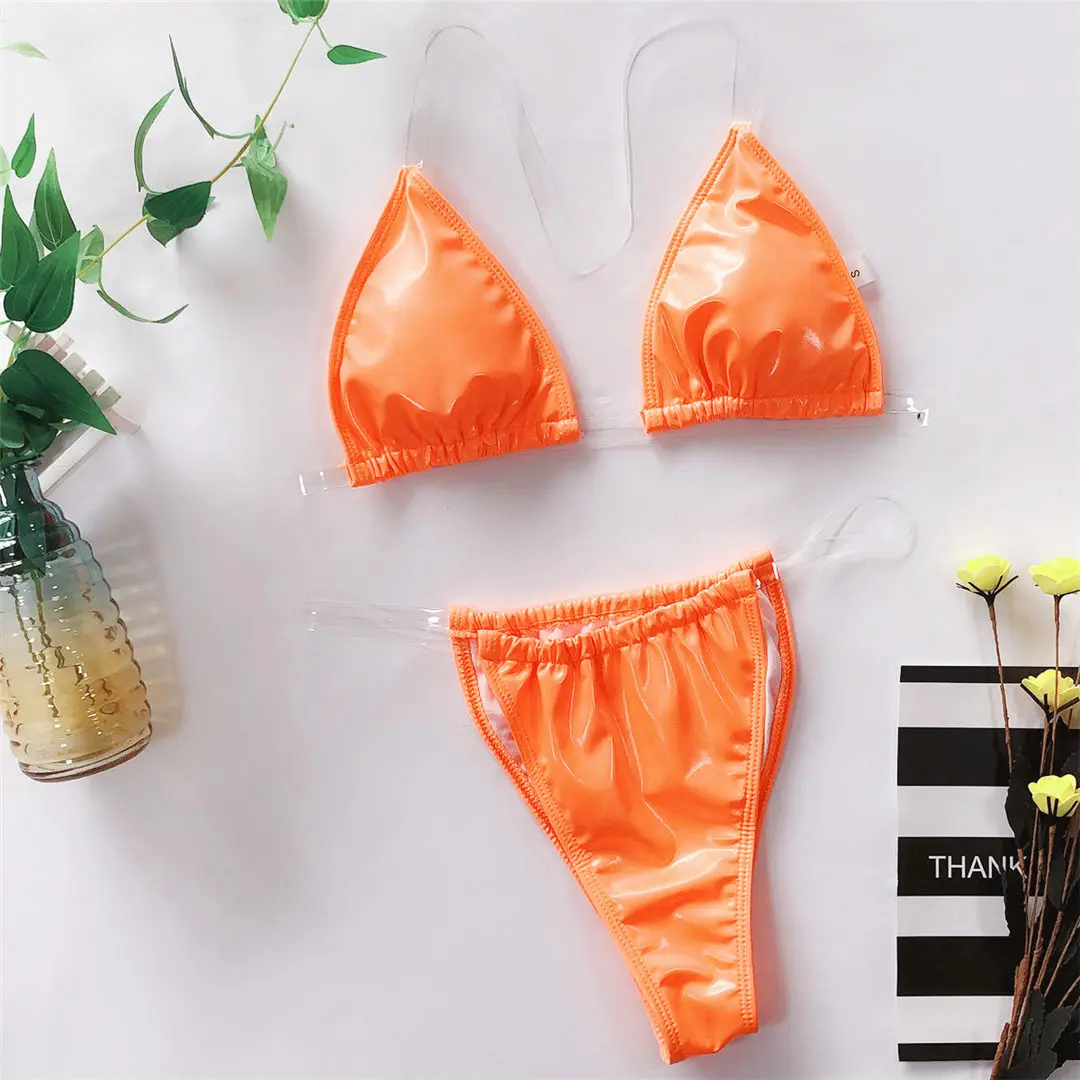 PU Orange 12 цветов, бикини, микро Купальник для женщин,, женская одежда для плавания, комплект бикини из двух частей, купальный костюм, одежда для плавания V1342G - Цвет: PU Orange