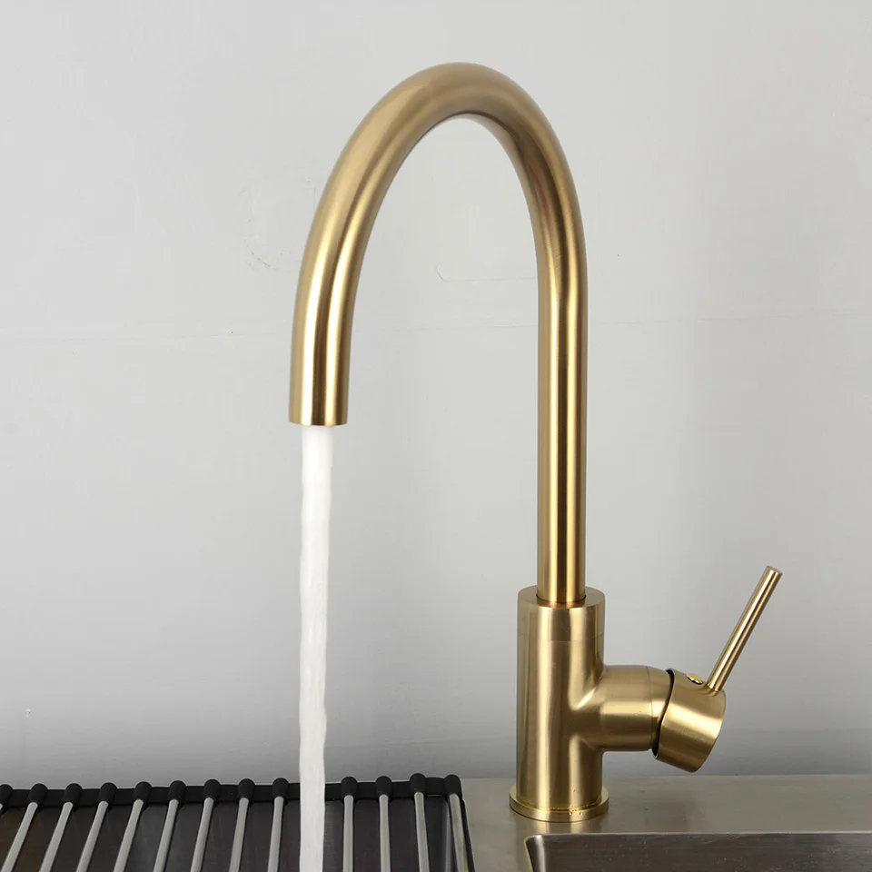 

2021Kitchen Water Tap Brushed Gold & Black Kitchen Faucet Single Handle Rotation Classical Sink Water Mixer faucet kitchen