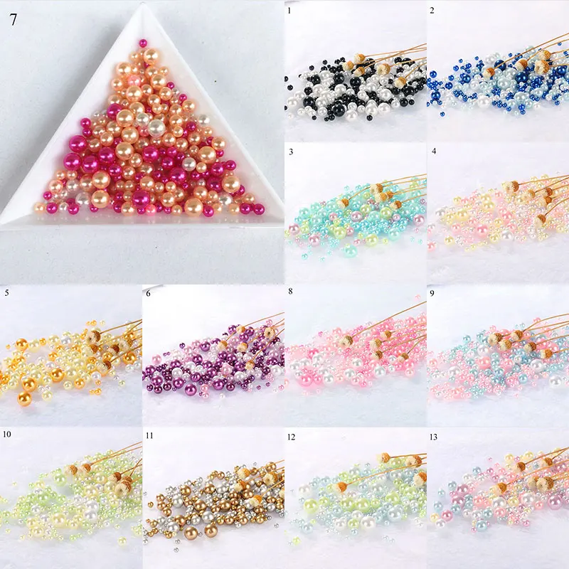 Смешанные цвета радуги круглые отверстия без жемчуга DIY искусственный жемчуг из