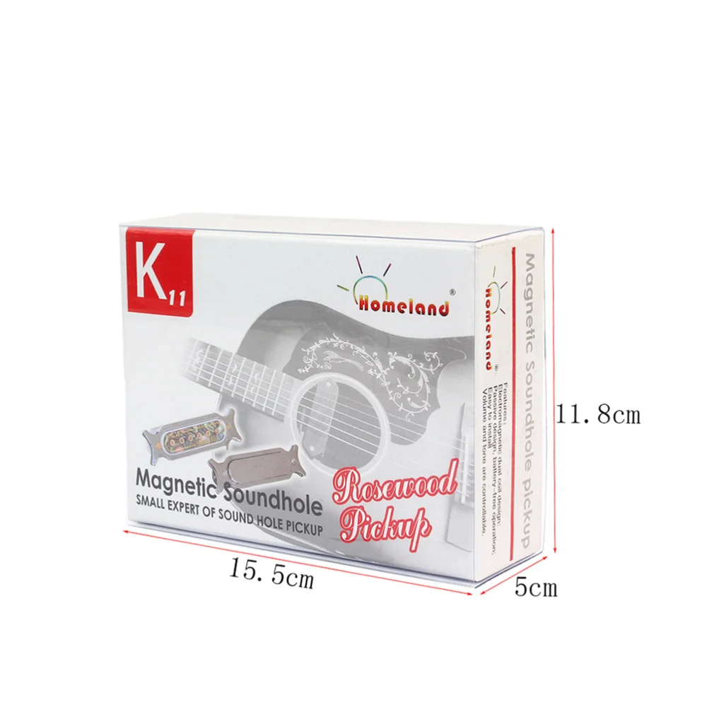 

Rosewood Magnetic Dual Coil Soundhole Pickup Adjustable Tone Volume Parts for Guitar