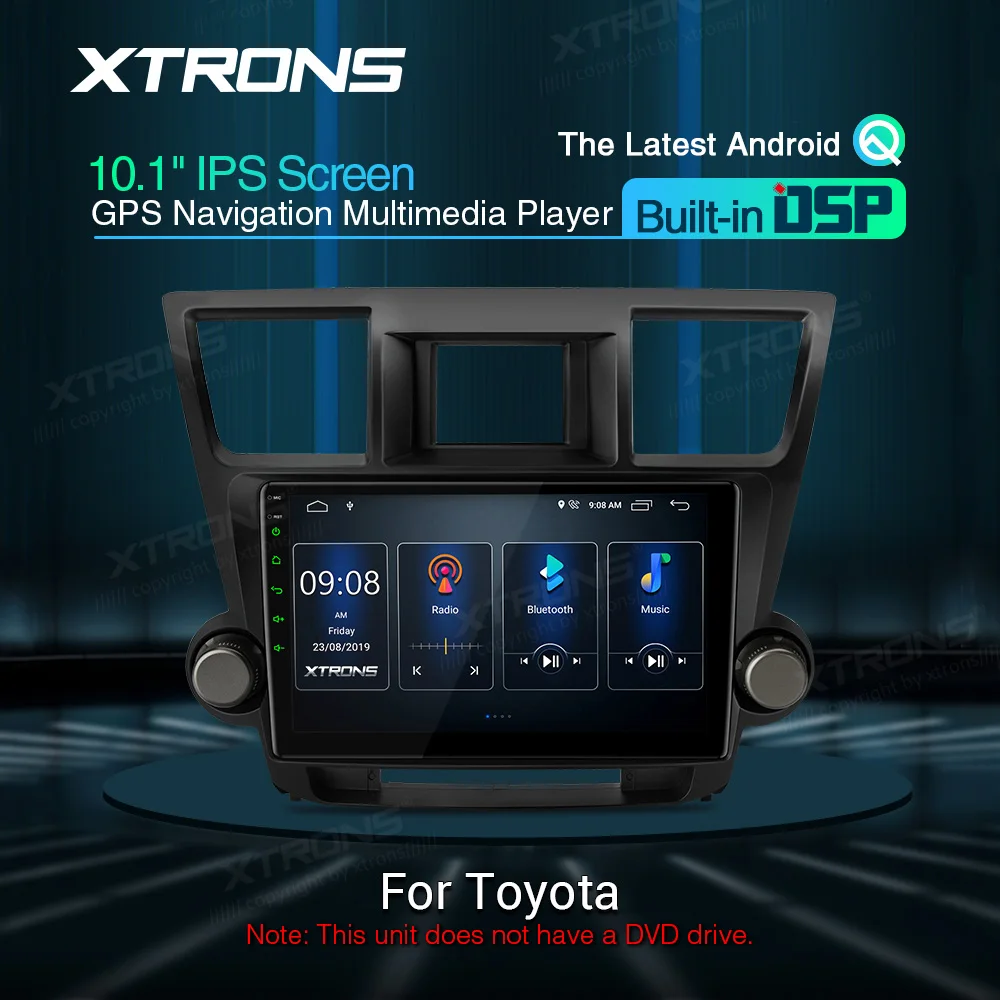 Мультимедийный плеер XTRONS на Android с IPS экраном 10 1 дюйма GPS DSP для Toyota Highlander 2008 2013 RCA