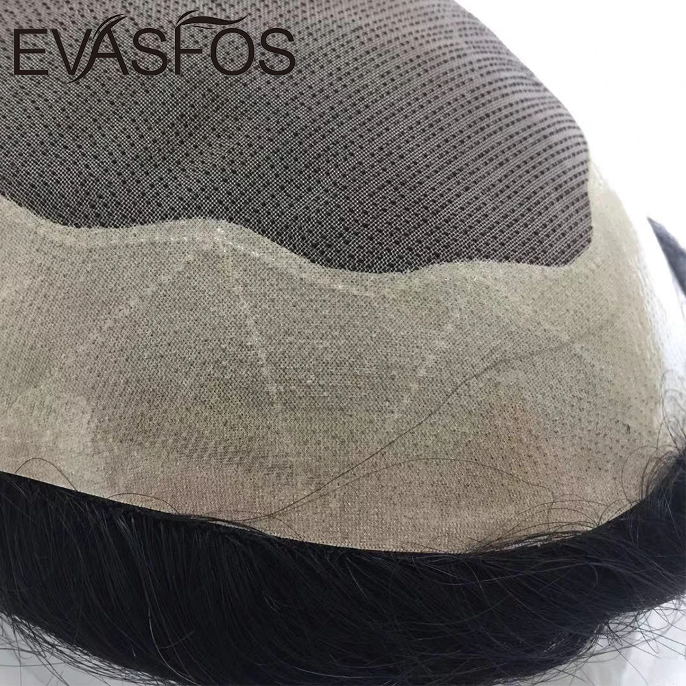 Парик мужской EVASFOS на тонкой моно-основе натуральные человеческие волосы парик