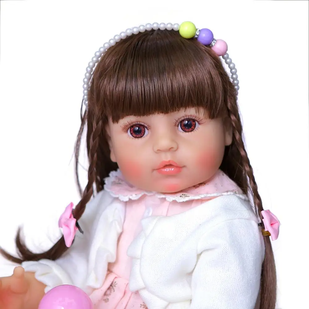 

55CM Two Color Original Full Body Silicone Bebe Doll Reborn Girl Baby Princess Birthday Gift Bath Toy Flexible Soft Touch Real