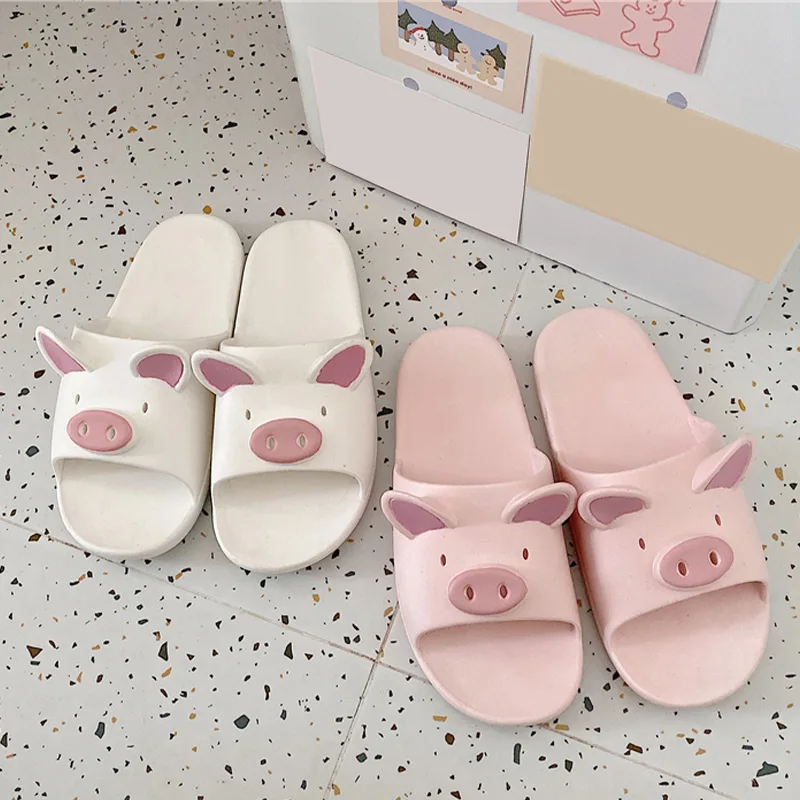

Summer Women Man Slippers Cartoon Bathroom Slippers Non Slip Breathable Soft bottom Slides Flat Comfortable Shoes 2021 New