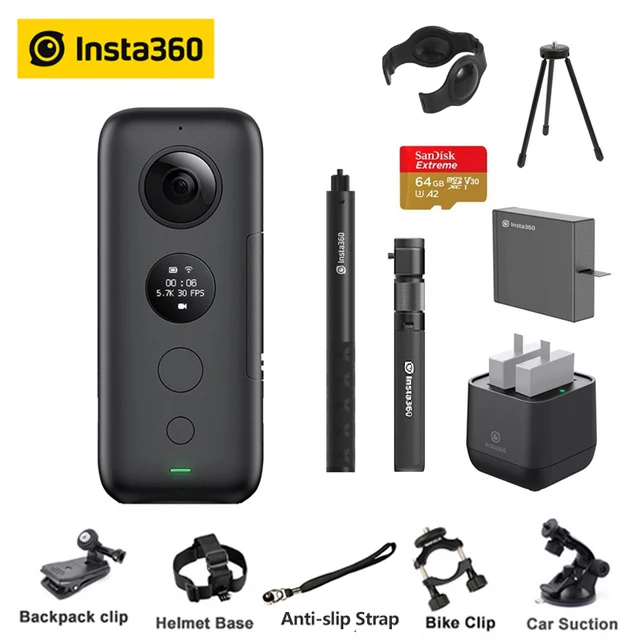 whole set 1 Insta360 One X Экшн-камера VR 360 панорамная камера для iPhone x xs Android 5,7 K видео 18MP невидимая селфи-палка Insta 360 - Цветной: whole set 1