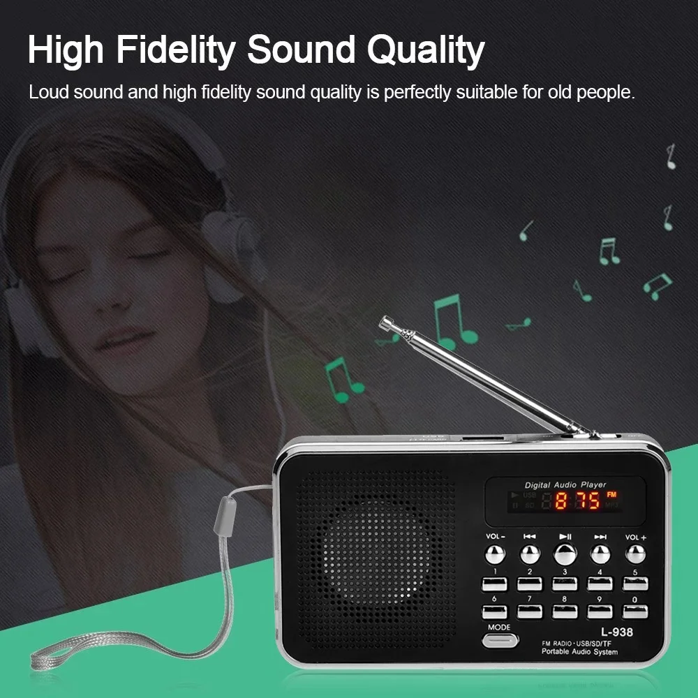 L 938 мини Портативный цифровой FM радио 3 Вт Выход Мощность/1 5 дюймов Дисплей