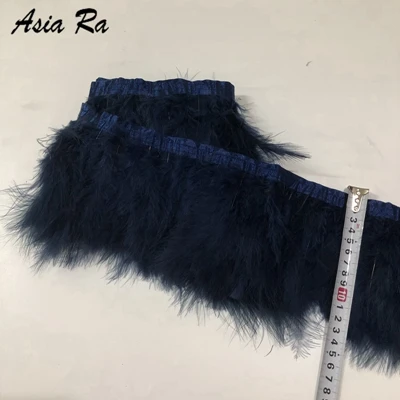 navy blue 2 ярда Белый индюк перо полосы для свадьбы Марабу перо планки бахромы 13-20 см Ширина - Цвет: navy blue