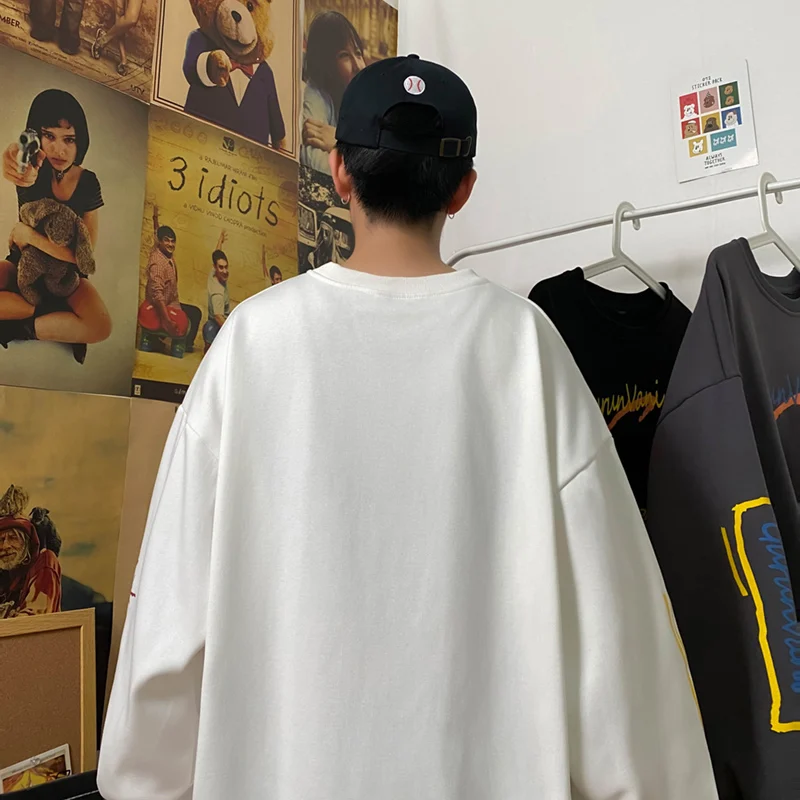 

SingleRoad Mens Crewneck Sweatshirt Men 2021 Graffiti Patchwork Oversized Hip Hop Japanese Streetwear Black Sweatshirts Men