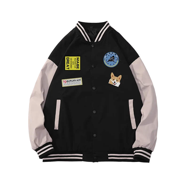 

2021 Autumn High Street Men's Coat Loose Fashion All-Match Stitching Color Blocks Vintage Baseball Uniform Jackets For Men 3XL