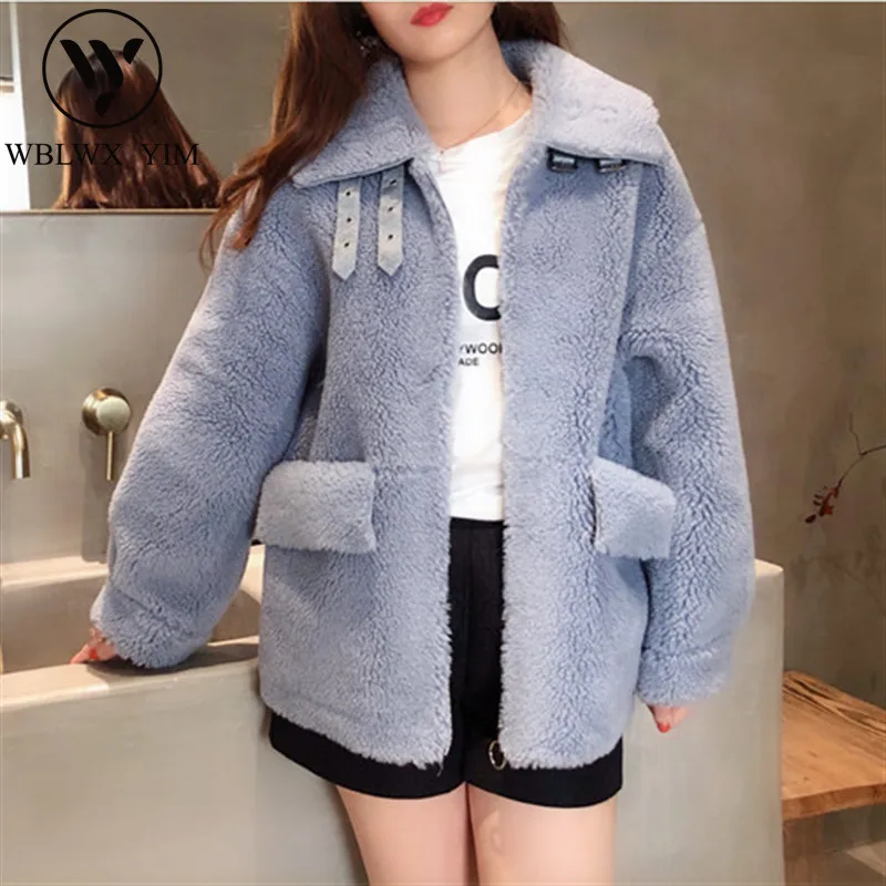 Новое зимнее женское кашемировое меховое пальто на молнии модное плотное теплое