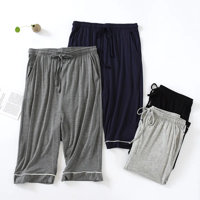 

Men's Modal Cropped Pants Pajama Pants Summer Large Size Stretch Home Pants Thin Loose Sports Pants Air Conditioning Lounge Wear