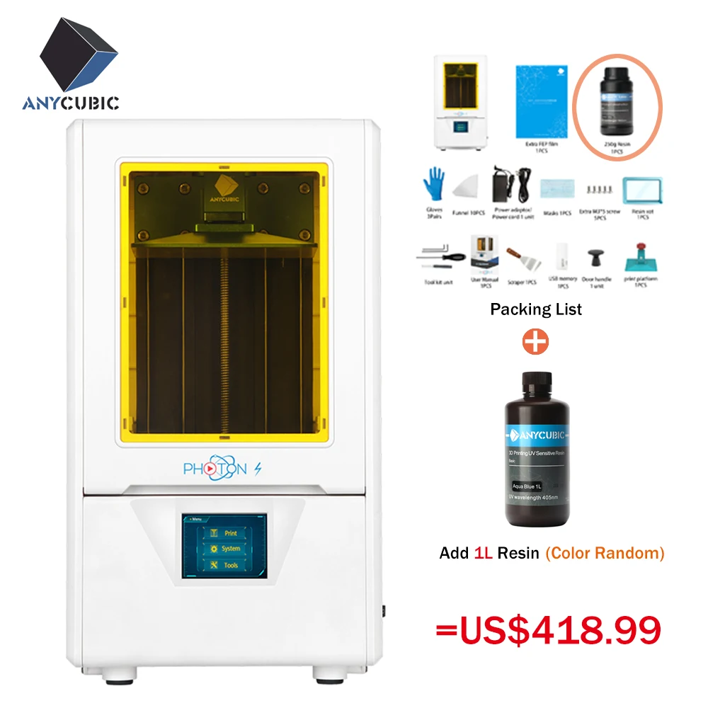Anycubic Photon-S Смола 3d принтер размера плюс SLA/lcd Высокоточный светильник-отверждение Impresora 3d комплекты 3d принтер обновление