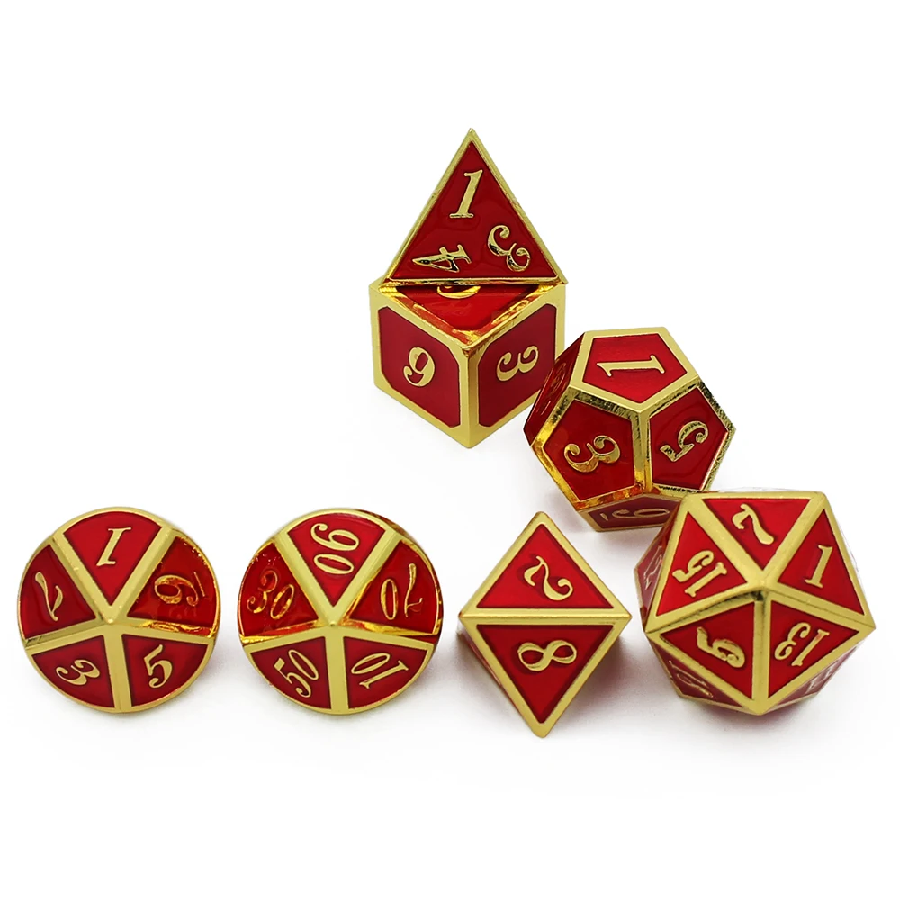 7 шт./компл. набор металлических игральных костей D & D20 D12 D10 % D8 D6 D4 для игры в кости